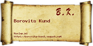 Borovits Kund névjegykártya